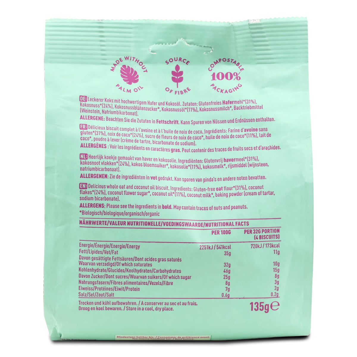 Veganer Kokos-Crunch-Keks im 135g Familienbeutel