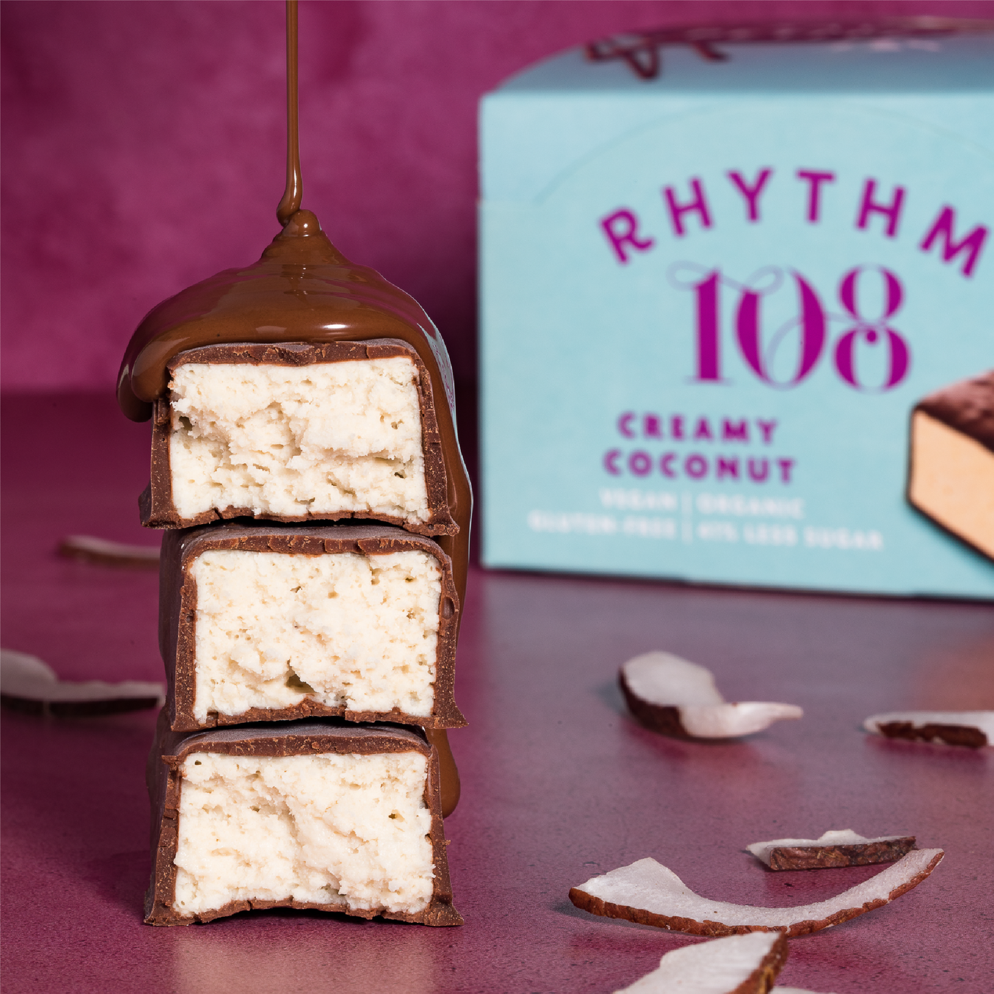 Veganer cremiger Kokosriegel mit Zartbitterschokolade, 33 g