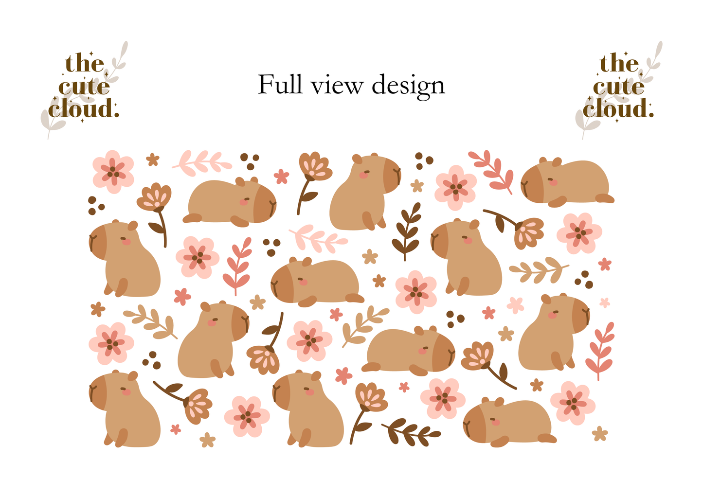 Capybara Blossom Doppelseitiges Glas mit Deckel & Strohhalm