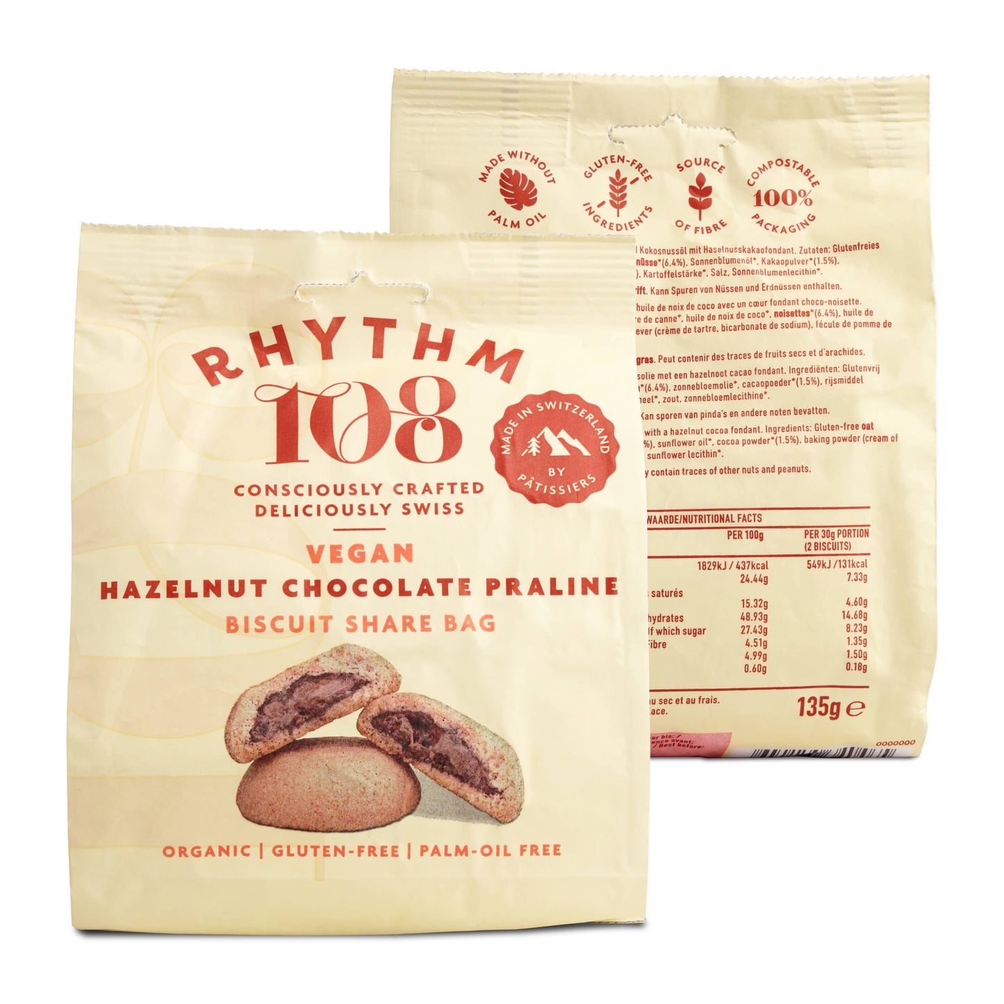 Haselnuss-Schokoladen-Pralinen gefüllte Kekse, 135 g zum Teilen