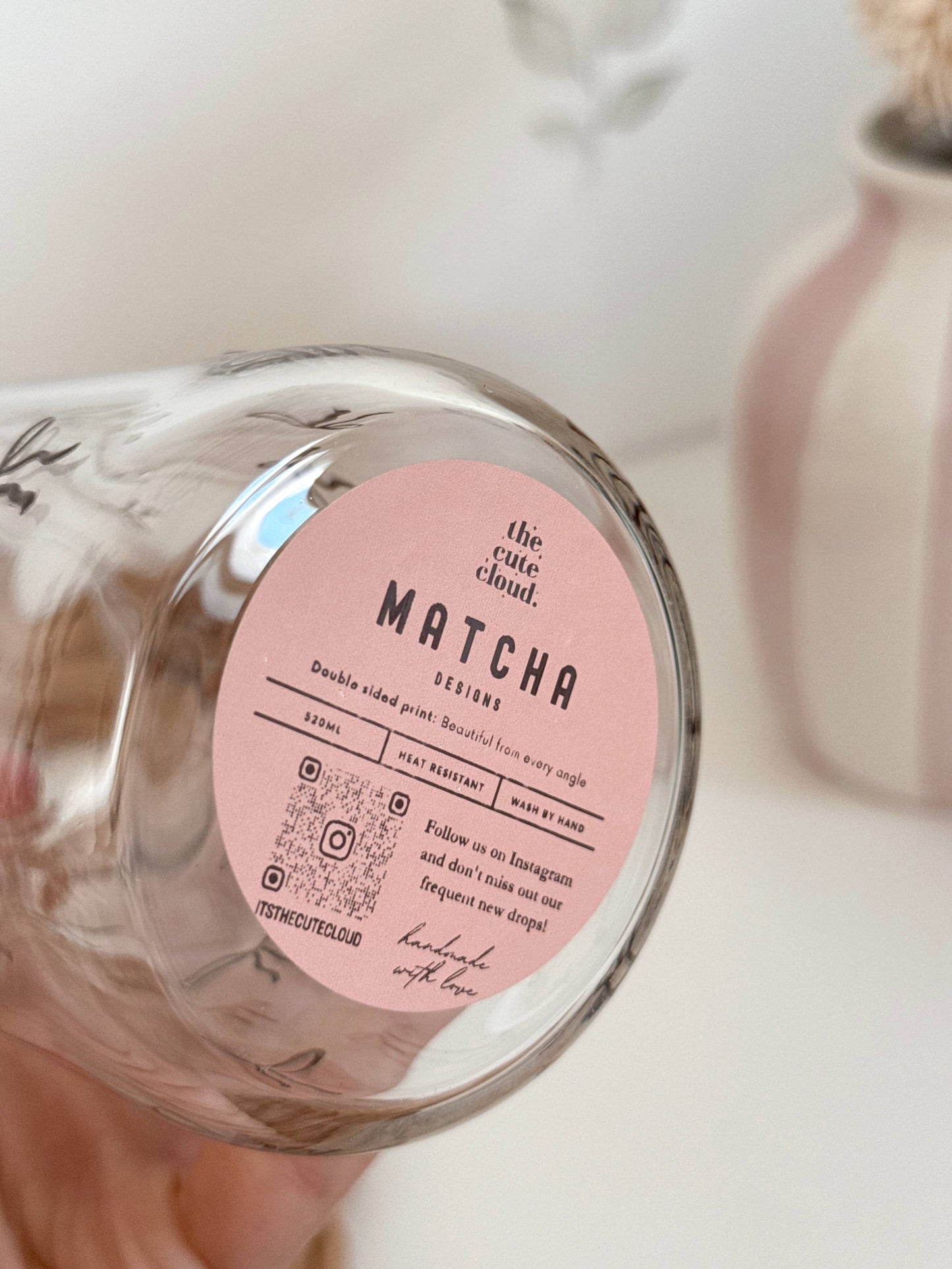 Matcha Bows doppelseitiger Glastumbler + Bambusdeckel & Strohhalm