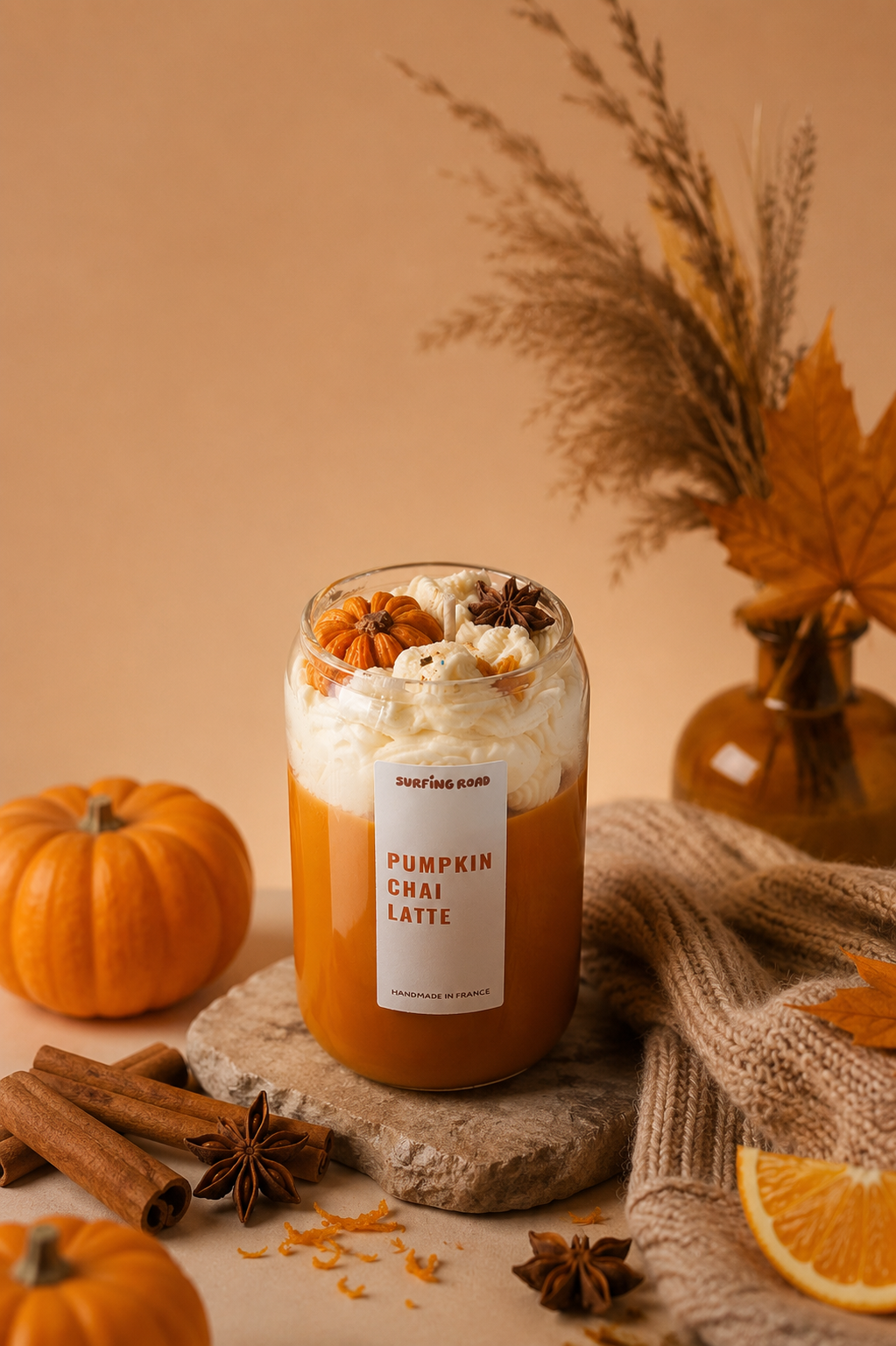 Cocktailkerze Kürbis‑Chai‑Latte
