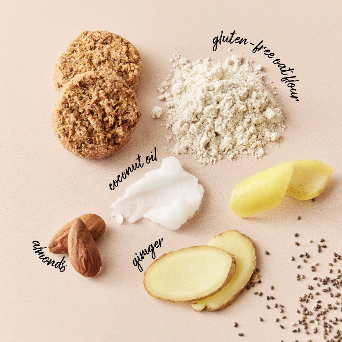 Zitronen-, Ingwer- und Chia-Keks 135g, vegan & glutenfrei
