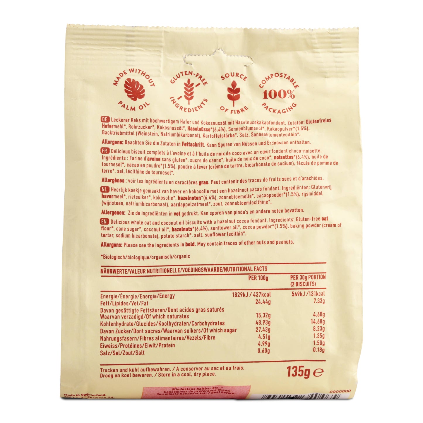 Haselnuss-Schokoladen-Pralinen gefüllte Kekse, 135 g zum Teilen